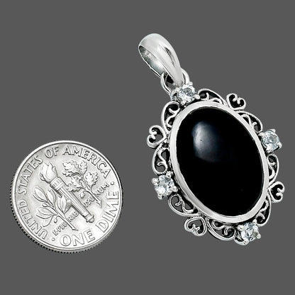 Premium Black Onyx & White Quartz Pendant P-1743 23-EP10106