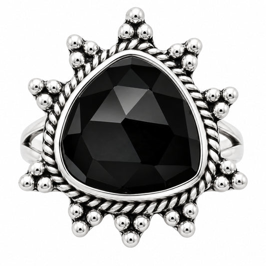 Premium Quality Black Onyx Checker - Brazil Ring size-10 R-1234 23-ER10309