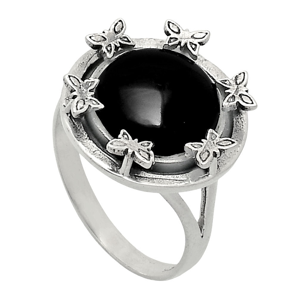 Premium Quality Natural Black Onyx Ring size-9 R-1716 23-ER10313