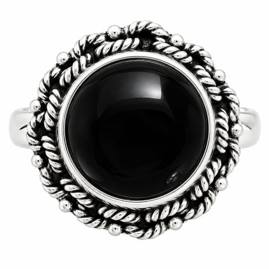 Premium Quality Natural Black Onyx Ring size-7 R-1266 23-ER10317