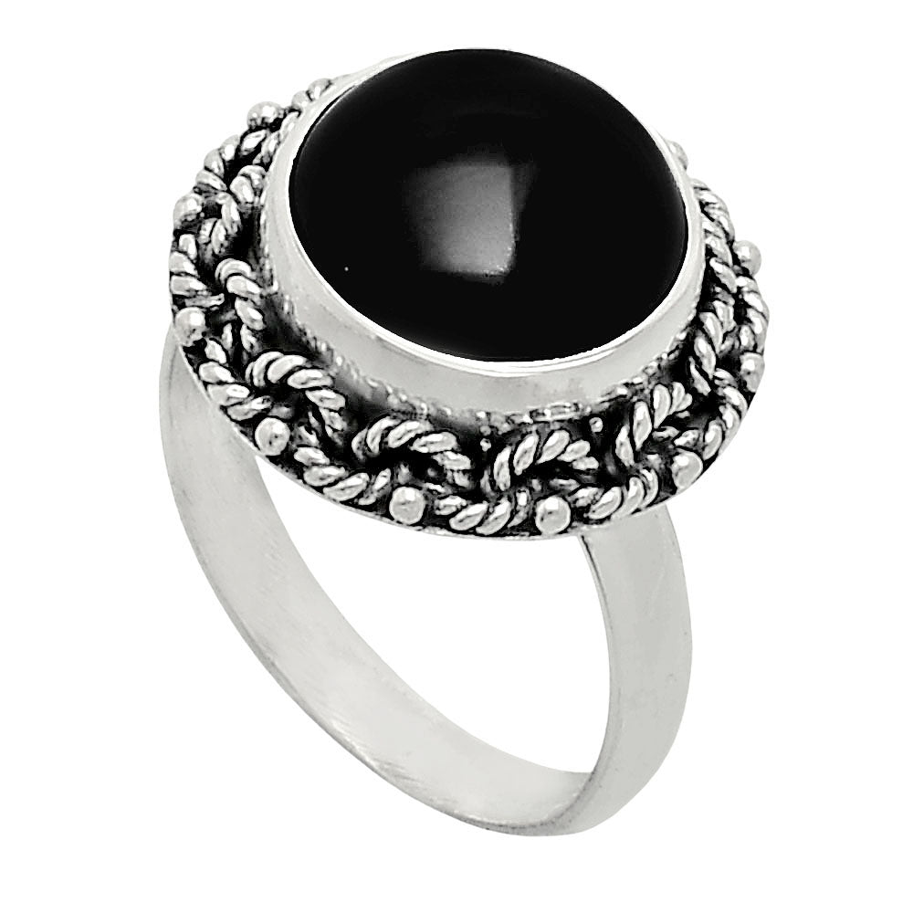 Premium Quality Natural Black Onyx Ring size-7 R-1266 23-ER10317