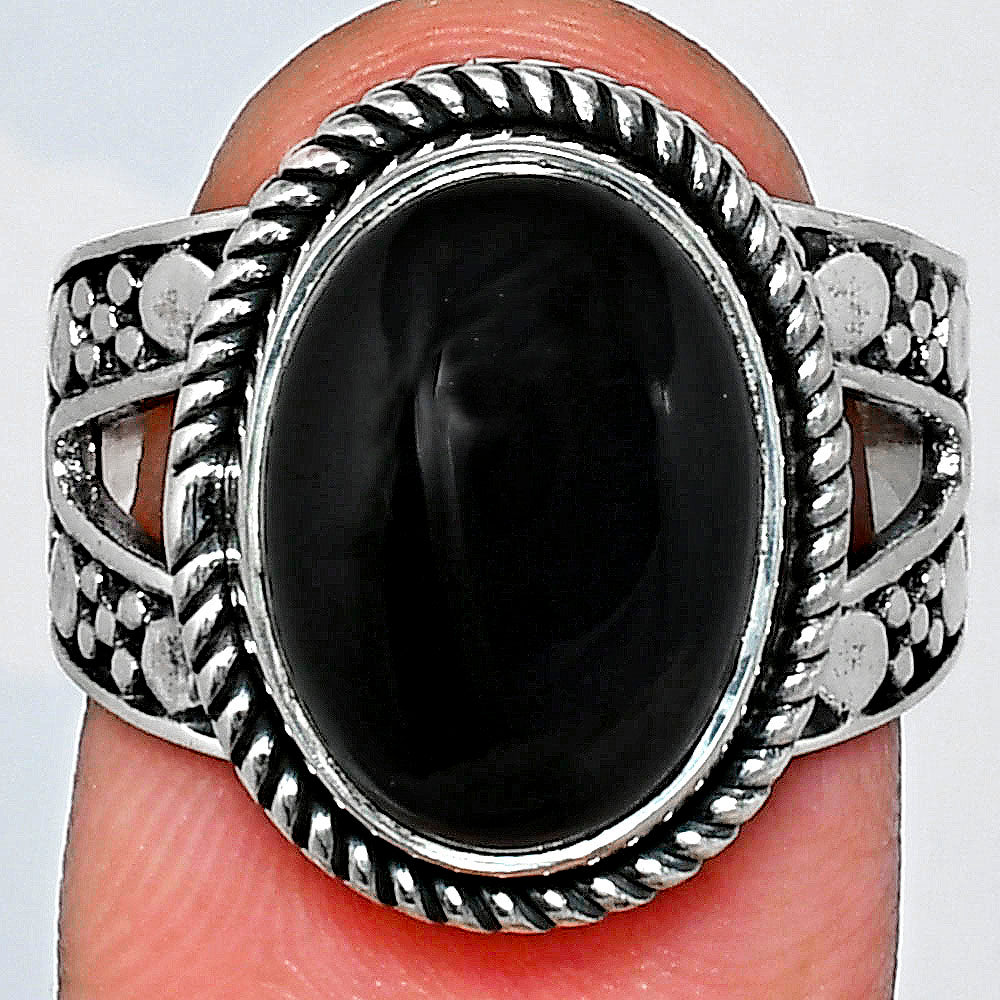 Premium Quality Natural Black Onyx Ring size-8.5 R-1732 23-ER10326