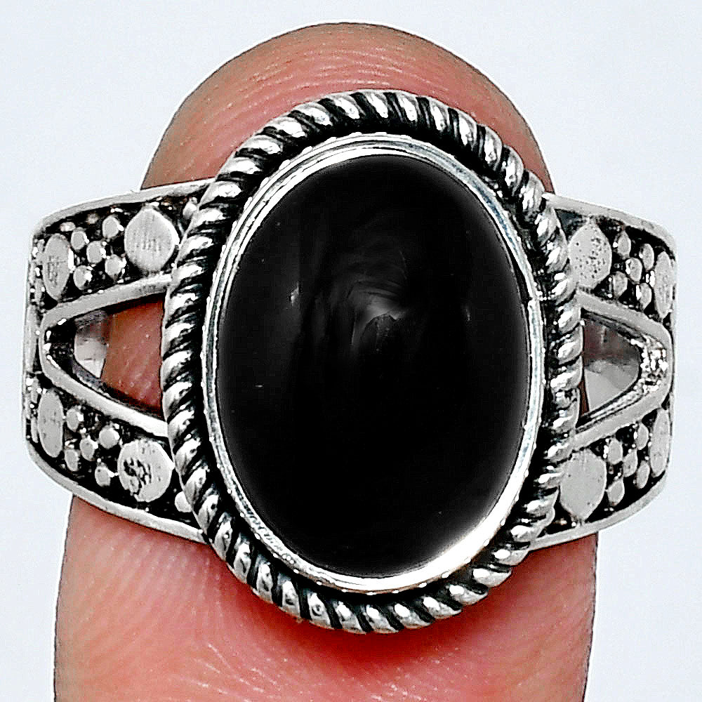Premium Quality Natural Black Onyx Ring size-9.5 R-1732 23-ER10328
