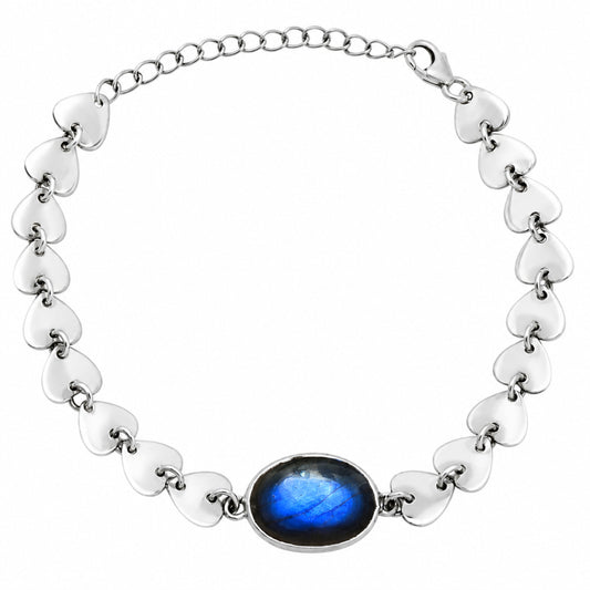 Premium Quality Heart - Blue Fire Labradorite Bracelet B-1044 24-EB10112