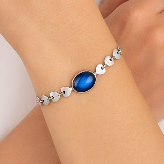 Premium Quality Heart - Blue Fire Labradorite Bracelet B-1044 24-EB10112