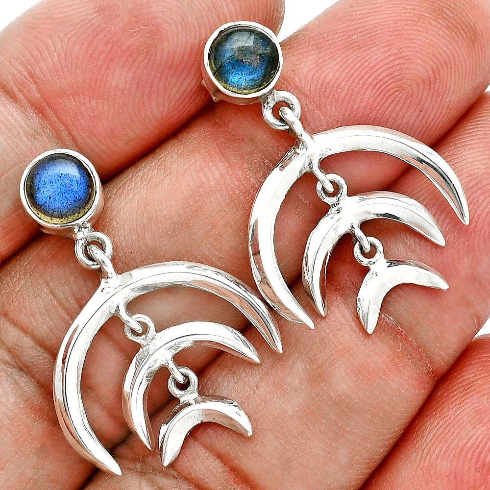 Premium Crescent Moon - Blue Labradorite Earrings E-1249 24-EE10243