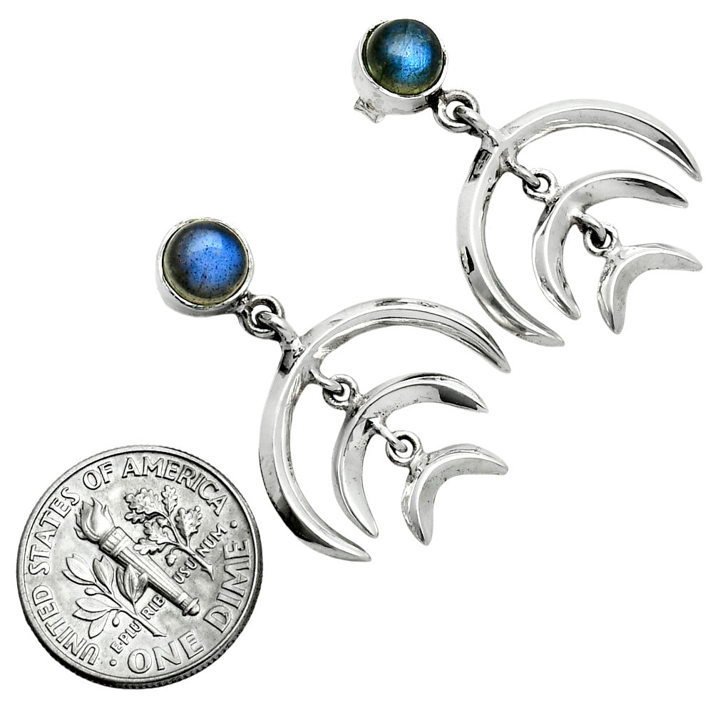 Premium Crescent Moon - Blue Labradorite Earrings E-1249 24-EE10243