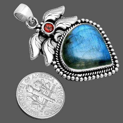 Premium Quality Blue Labradorite & Garnet Pendant P-1740 24-EP10107