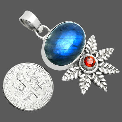 Premium Quality Blue Fire Labradorite & Garnet Pendant P-1425 24-EP10108