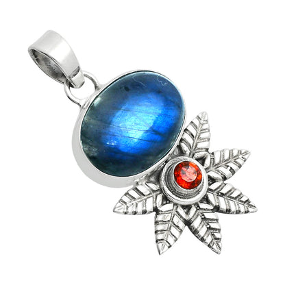 Premium Quality Blue Fire Labradorite & Garnet Pendant P-1425 24-EP10108