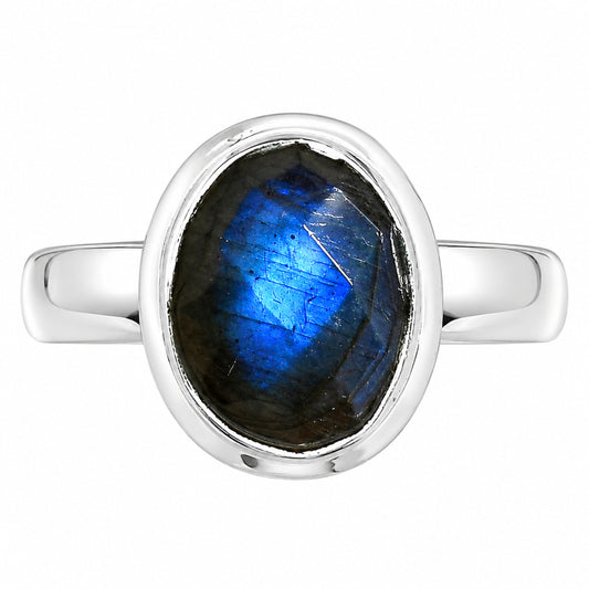 Premium Quality Blue Labradorite Checker Ring size-6 R-1007 24-ER10418