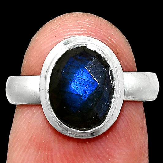 Premium Quality Blue Labradorite Checker Ring size-6 R-1007 24-ER10418