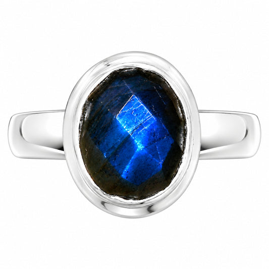 Premium Quality Blue Labradorite Checker Ring size-6 R-1007 24-ER10422