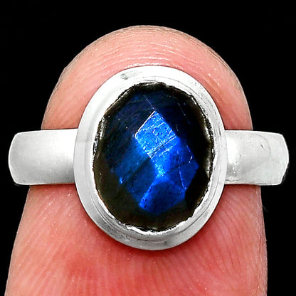 Premium Quality Blue Labradorite Checker Ring size-6 R-1007 24-ER10422
