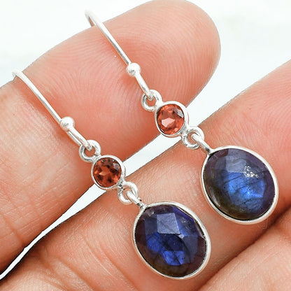 Premium Quality Blue Labradorite & Garnet Pendant Earrings Set T-1010 24-ET10022