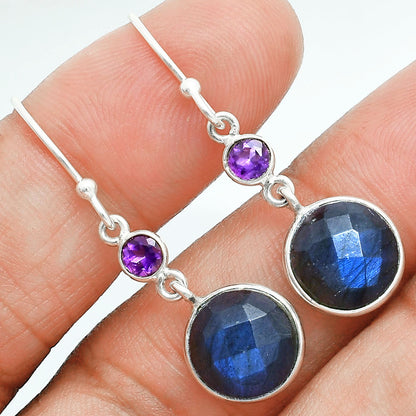 Premium Blue Labradorite & Amethyst Pendant Earrings Set T-1010 24-ET10029