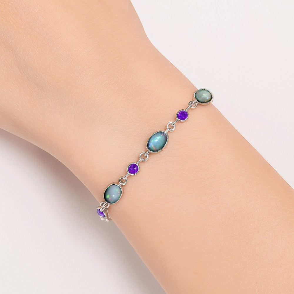 Premium Quality Ethiopian Opal & Amethyst Bracelet B-1006 25-EB10117