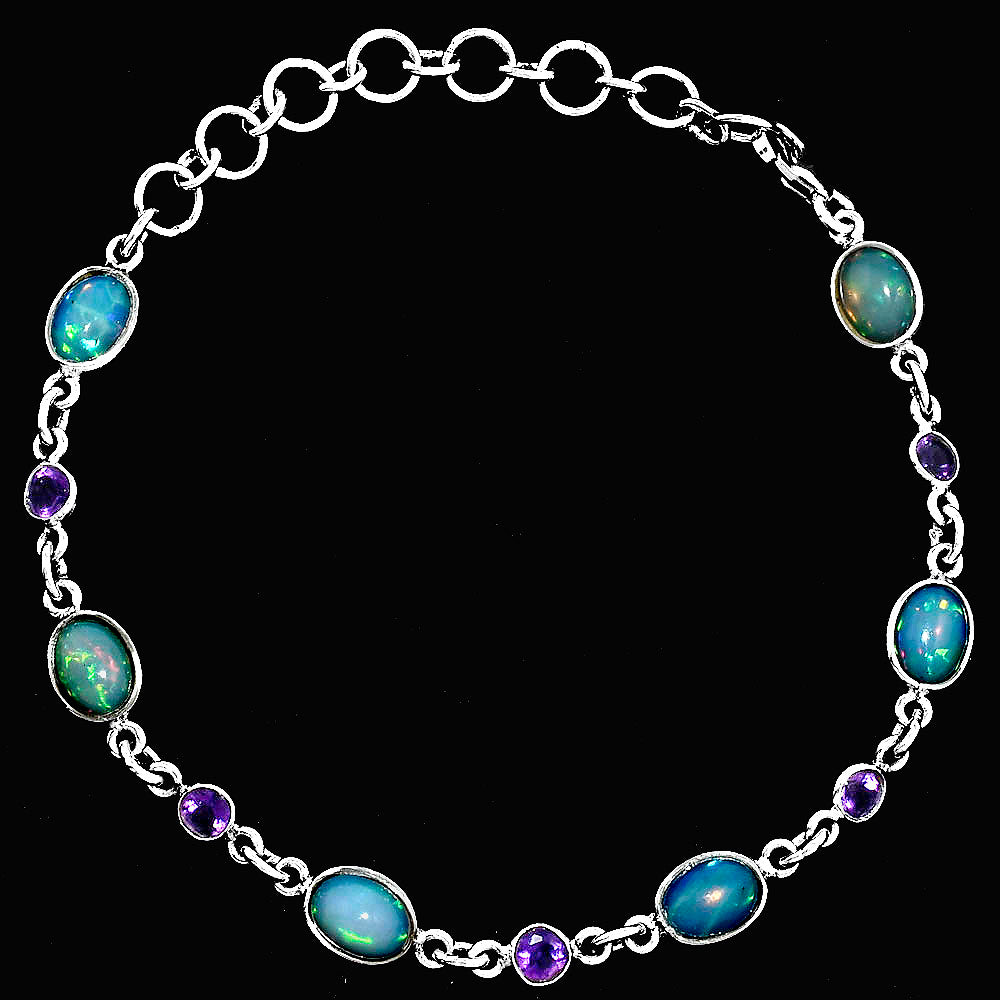 Premium Quality Ethiopian Opal & Amethyst Bracelet B-1006 25-EB10118