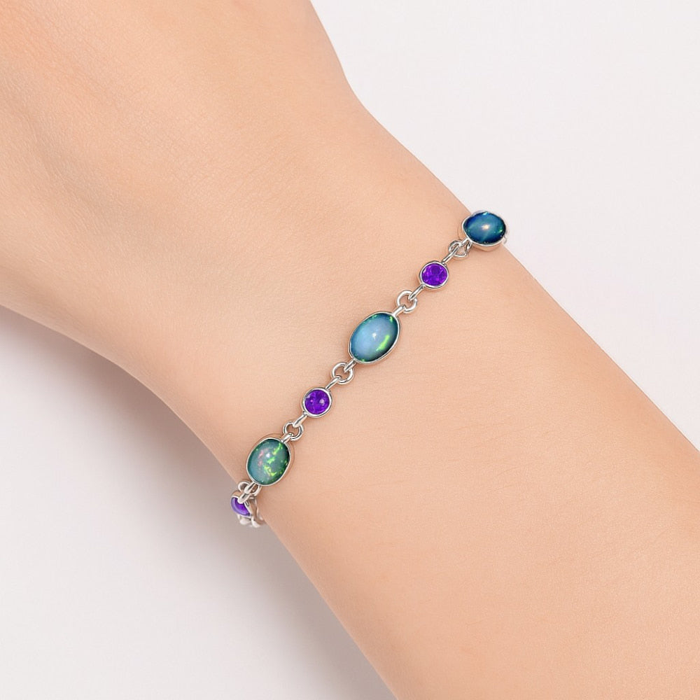 Premium Quality Ethiopian Opal & Amethyst Bracelet B-1006 25-EB10118