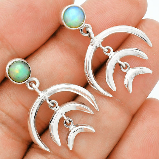 Premium Crescent Moon - Ethiopian Opal Earrings E-1249 25-EE10244