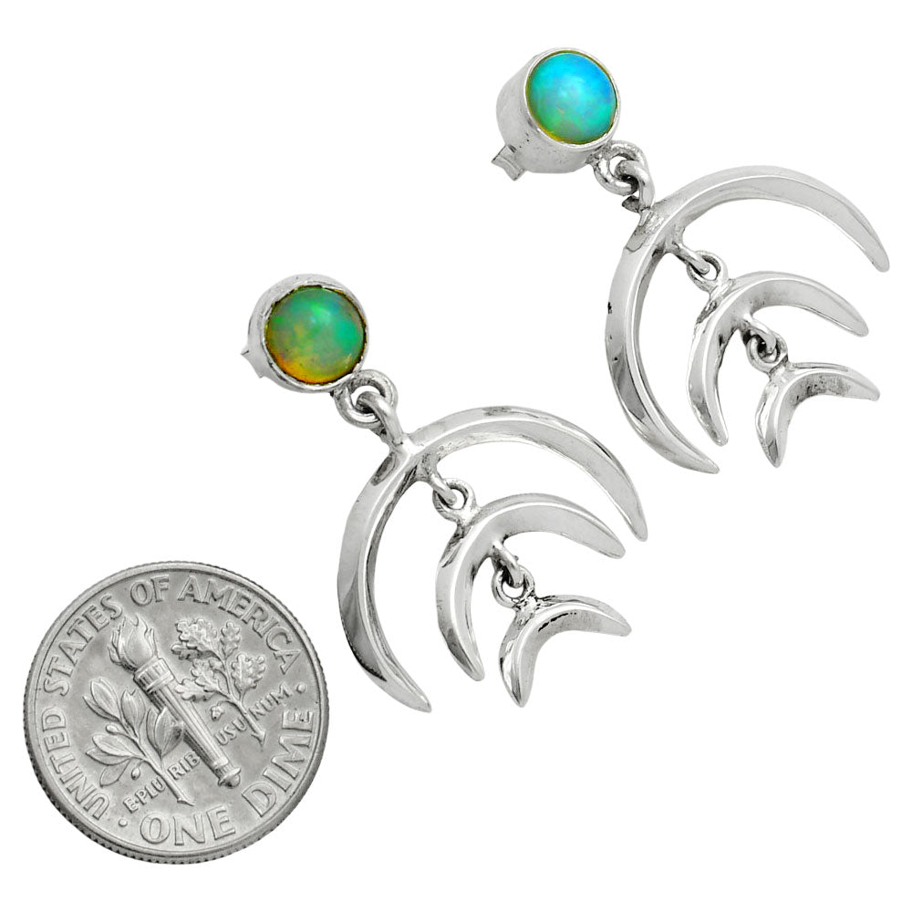 Premium Crescent Moon - Ethiopian Opal Earrings E-1249 25-EE10244
