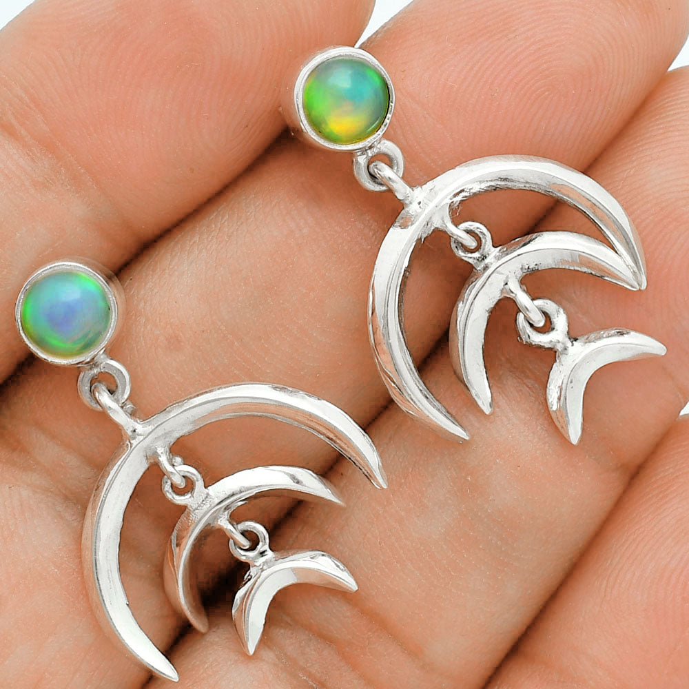 Premium Crescent Moon - Ethiopian Opal Earrings E-1249 25-EE10246