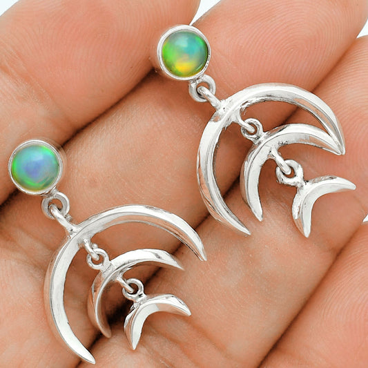 Premium Crescent Moon - Ethiopian Opal Earrings E-1249 25-EE10246
