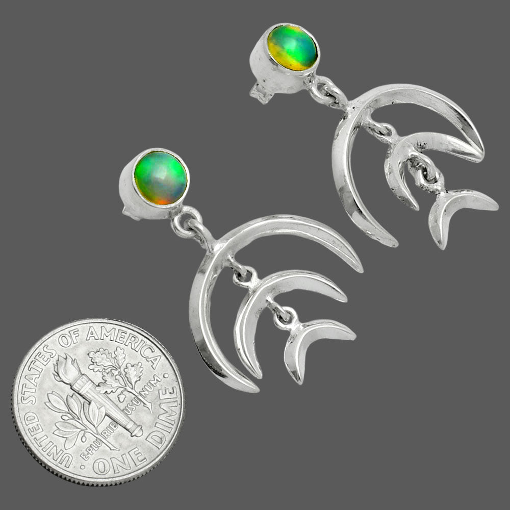 Premium Crescent Moon - Ethiopian Opal Earrings E-1249 25-EE10246