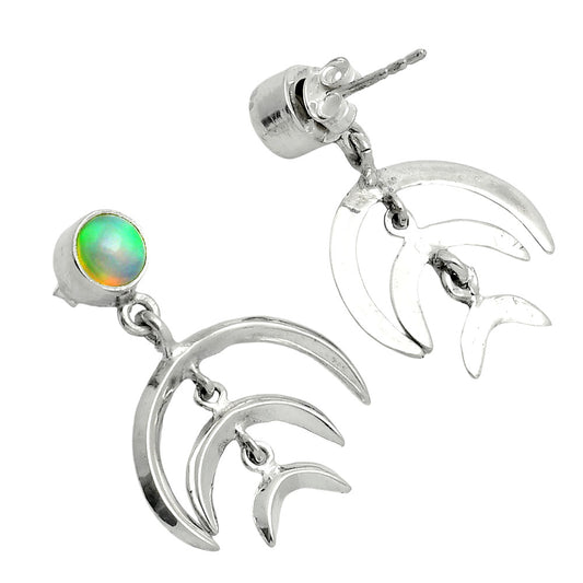 Premium Crescent Moon - Ethiopian Opal Earrings E-1249 25-EE10246