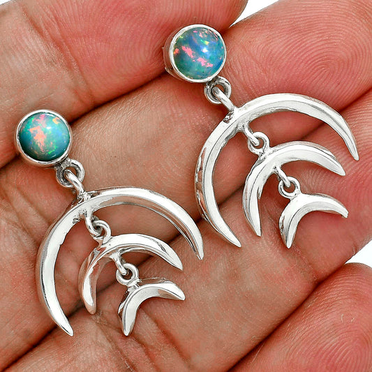 Premium Crescent Moon - Ethiopian Opal Earrings E-1249 25-EE10248
