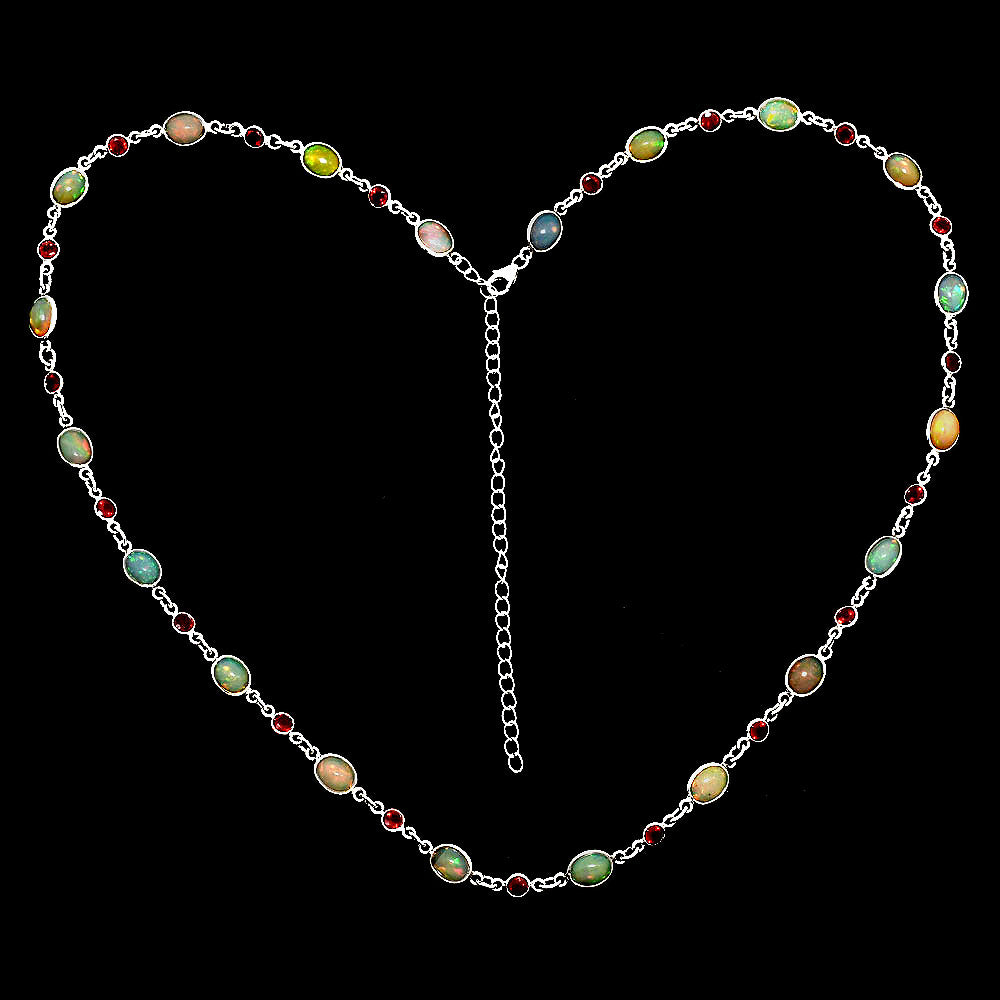 Premium Quality Ethiopian Opal & Garnet Necklace N-1024 25-EN10070