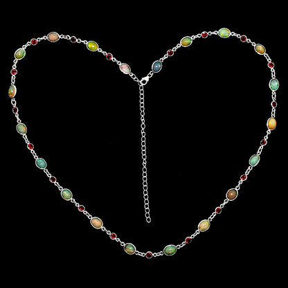 Premium Quality Ethiopian Opal & Garnet Necklace N-1024 25-EN10070
