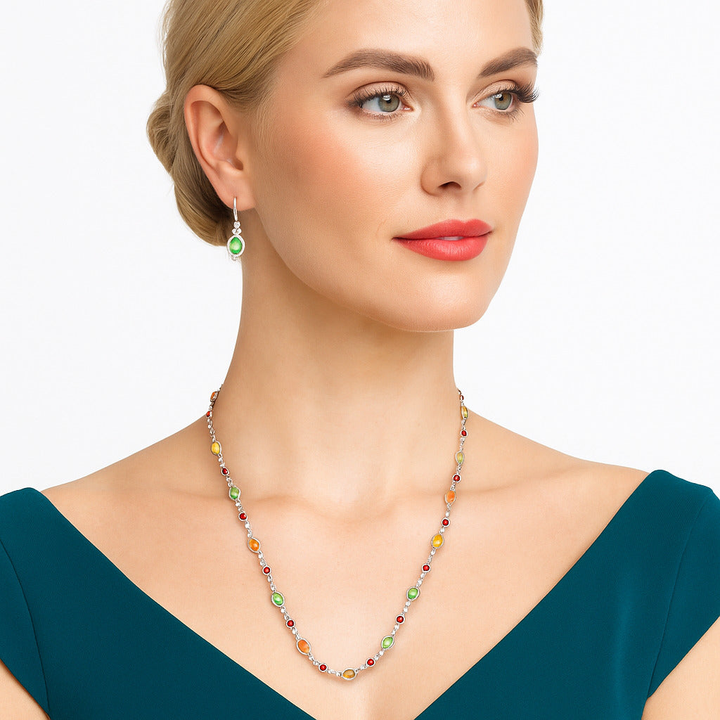 Premium Quality Ethiopian Opal & Garnet Necklace N-1024 25-EN10070