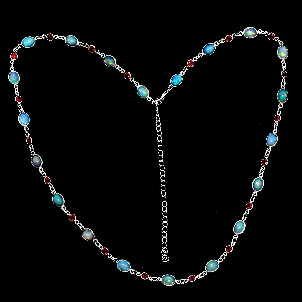 Premium Quality Ethiopian Opal & Garnet Necklace N-1024 25-EN10071