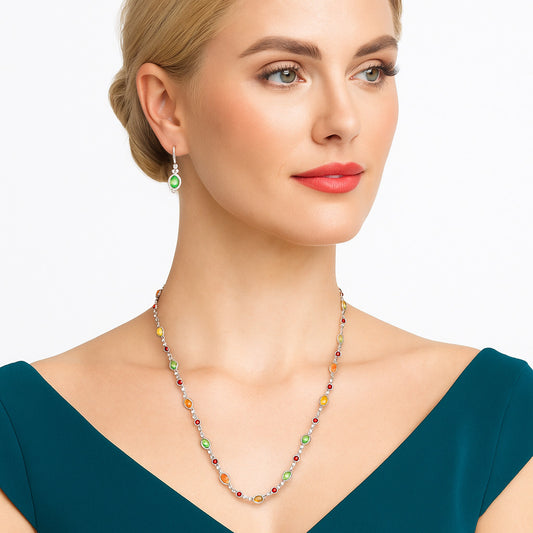 Premium Quality Ethiopian Opal & Garnet Necklace N-1024 25-EN10071