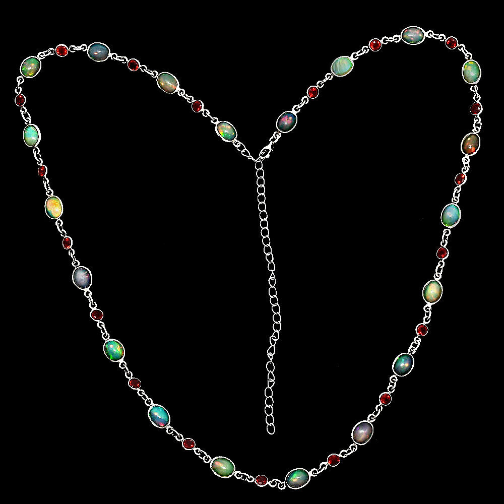 Premium Quality Ethiopian Opal & Garnet Necklace N-1024 25-EN10072