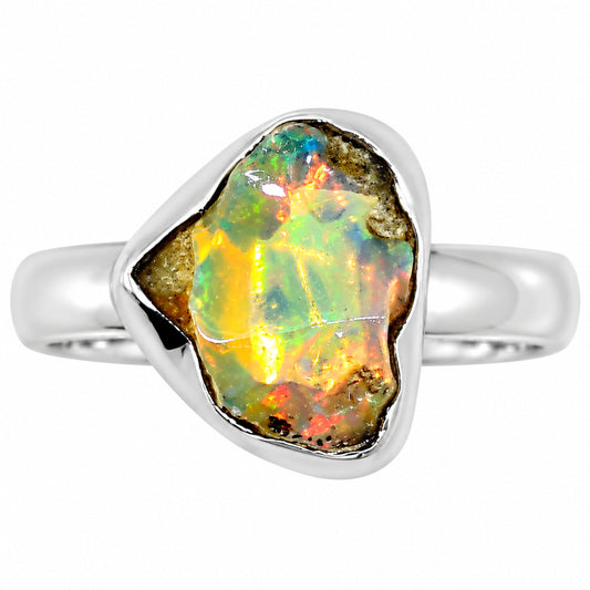 Ethiopian Opal Rough Ring size-8 R-1001 25-ER16013