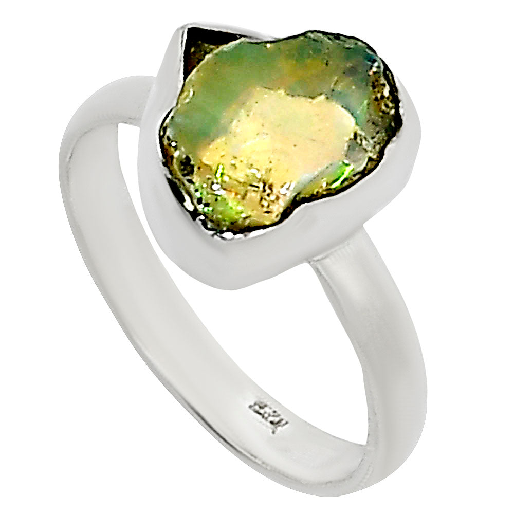 Ethiopian Opal Rough Ring size-8 R-1001 25-ER16013