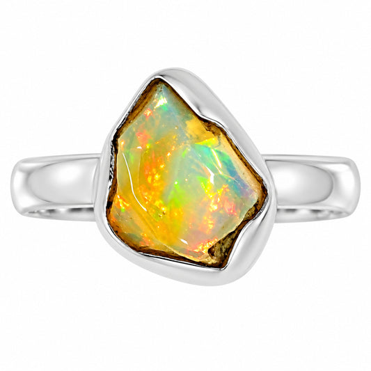 Ethiopian Opal Rough Ring size-6 R-1001 25-ER16143