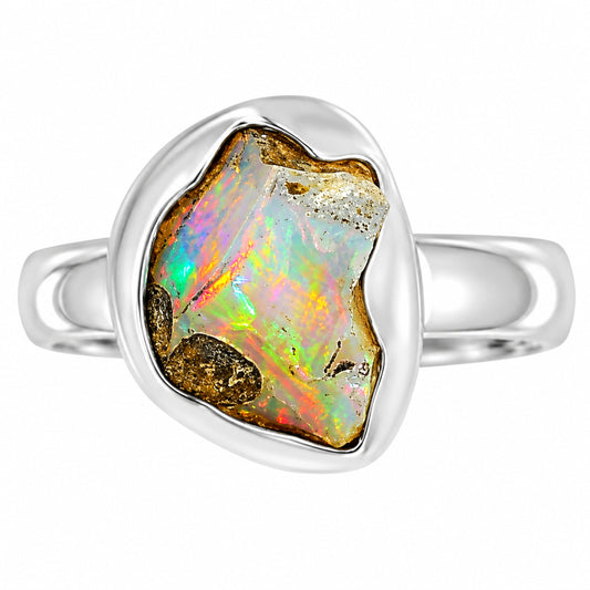 Ethiopian Opal Rough Ring size-6 R-1001 25-ER16152