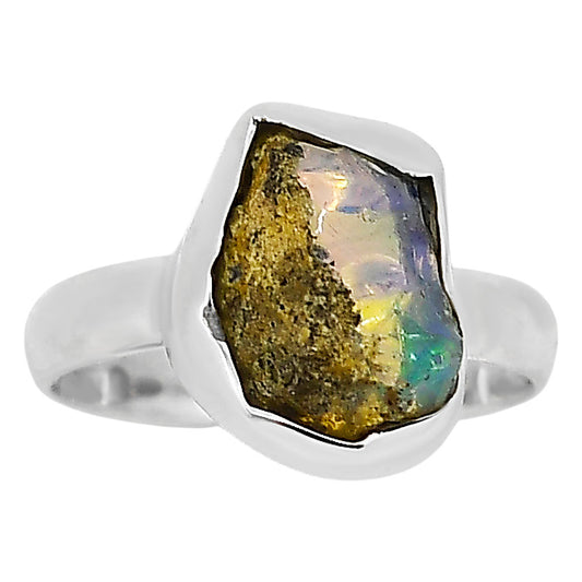 Ethiopian Opal Rough Ring size-6 R-1001 25-ER16153
