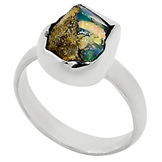 Ethiopian Opal Rough Ring size-6 R-1001 25-ER16153