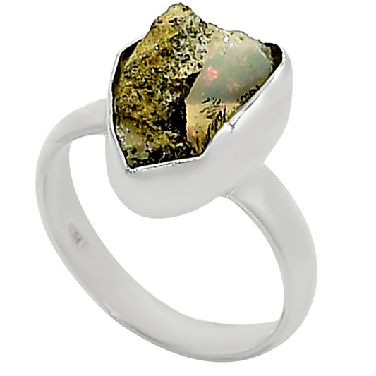 Ethiopian Opal Rough Ring size-6 R-1001 25-ER16160