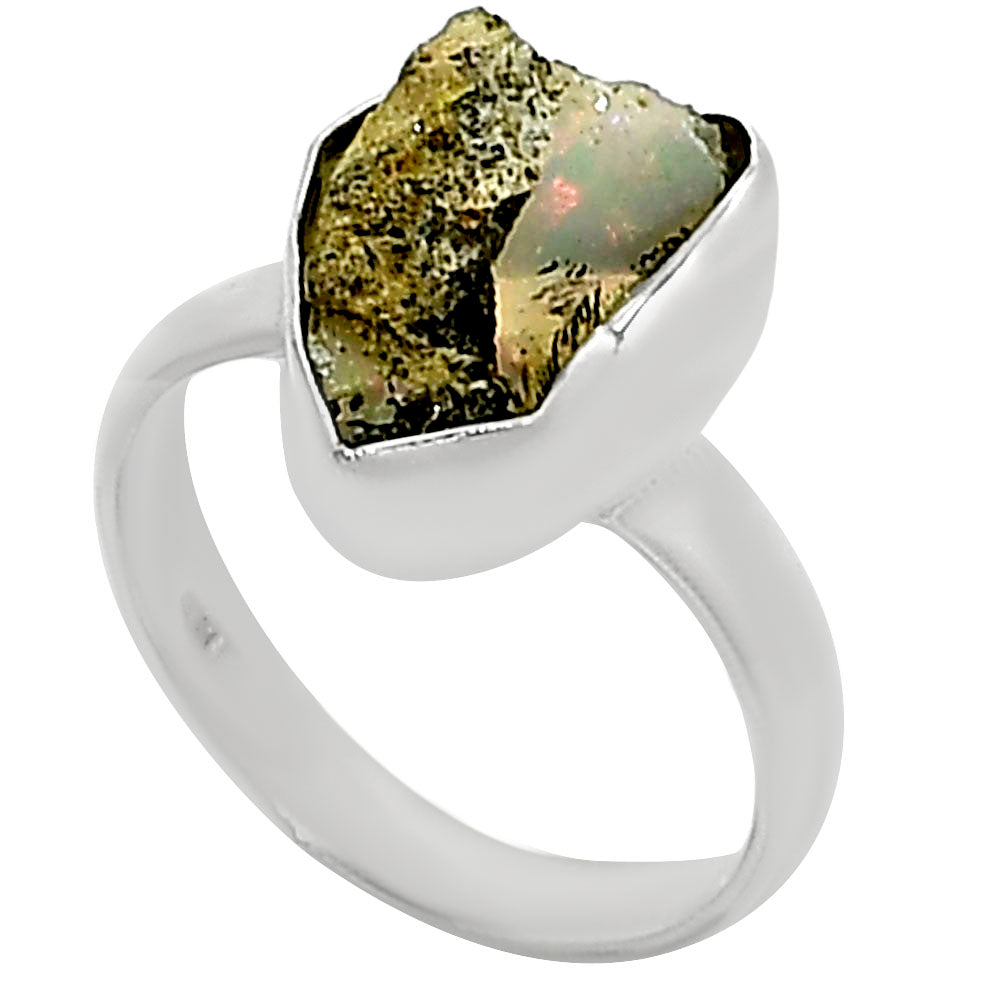 Ethiopian Opal Rough Ring size-6 R-1001 25-ER16160