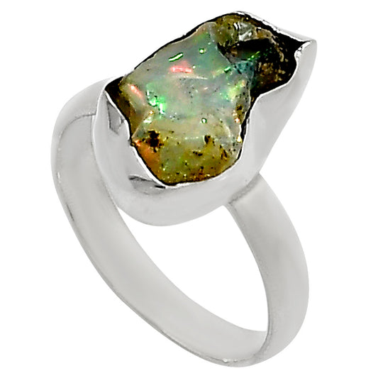 Ethiopian Opal Rough Ring size-8 R-1001 25-ER16216