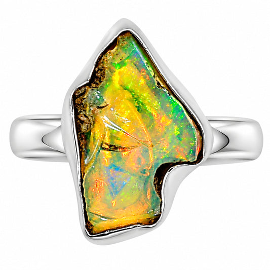 Ethiopian Opal Rough Ring size-8 R-1001 25-ER16229