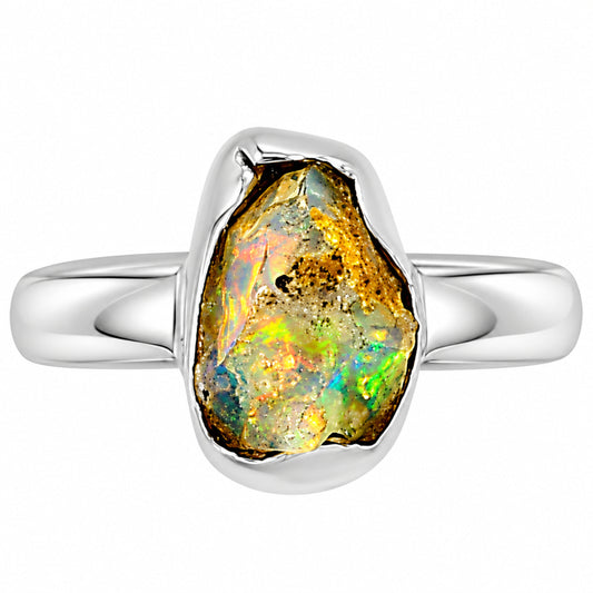 Ethiopian Opal Rough Ring size-8 R-1001 25-ER16233