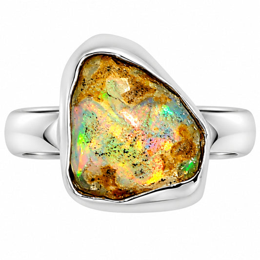 Ethiopian Opal Rough Ring size-8 R-1001 25-ER16234