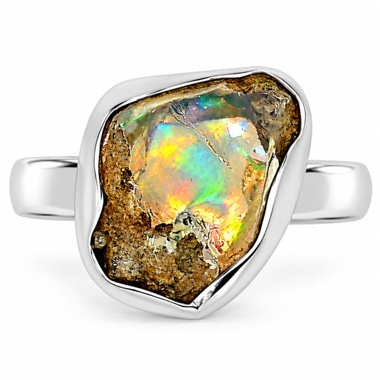 Ethiopian Opal Rough Ring size-8 R-1001 25-ER16239