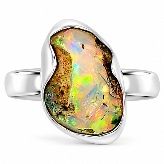 Ethiopian Opal Rough Ring size-8 R-1001 25-ER16241